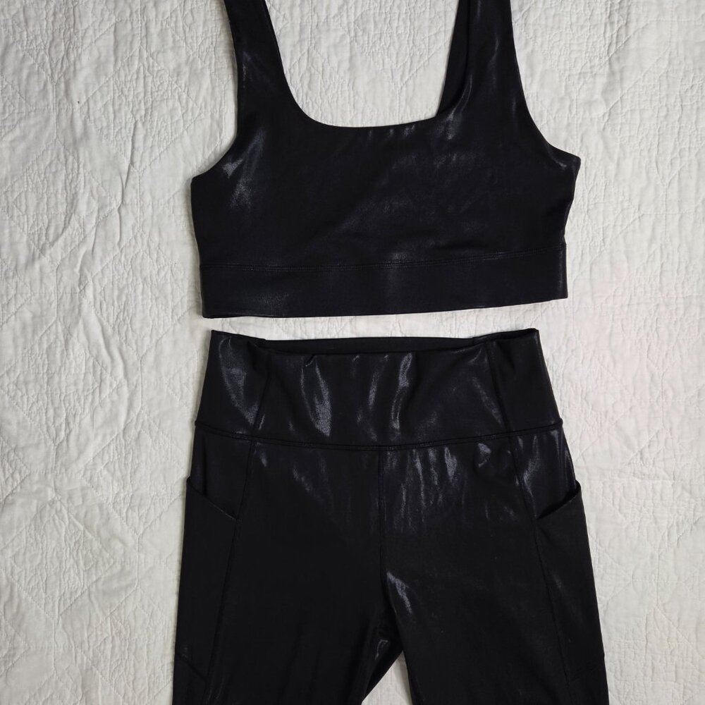 Fabletics Shiny Black Activewear Set, Including A… - image 4